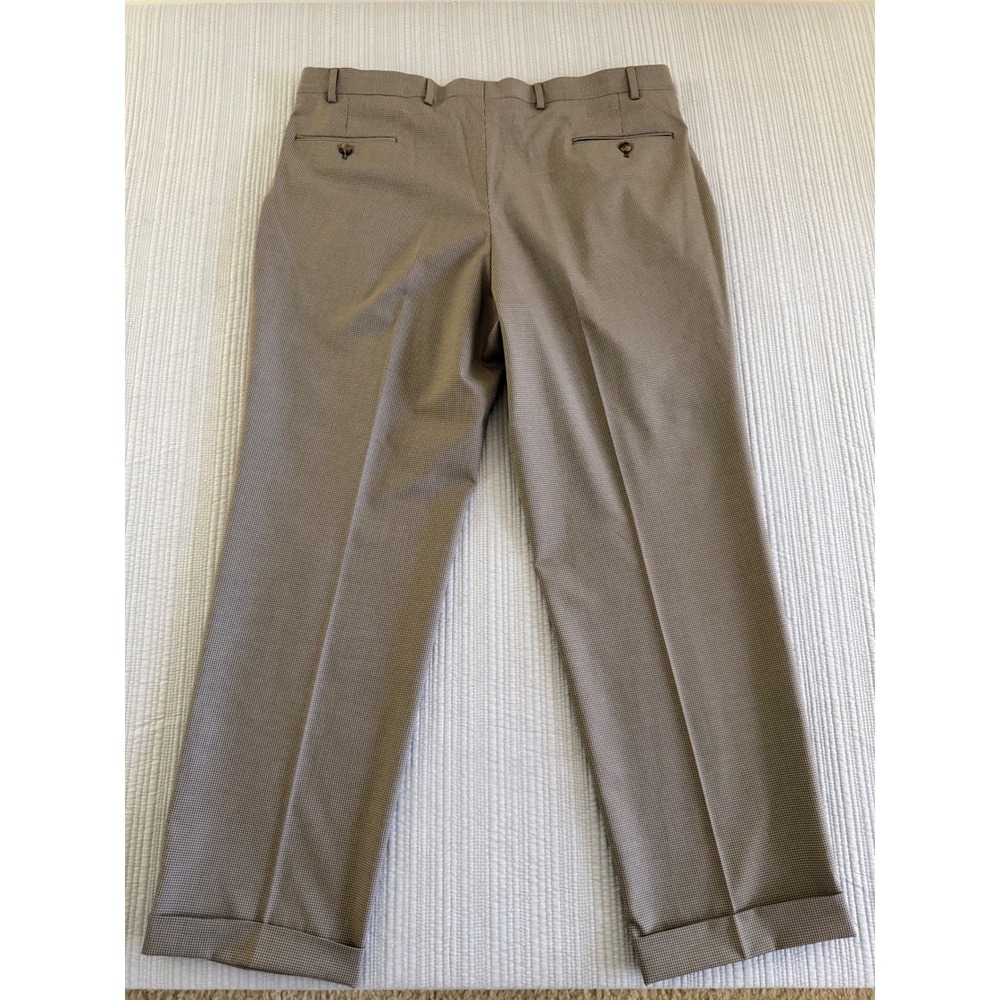 Ralph Lauren Mens Size 38/30 Brown Houndstooth Pleated Cuffed Dress Pants Slacks - Picture 12 of 16